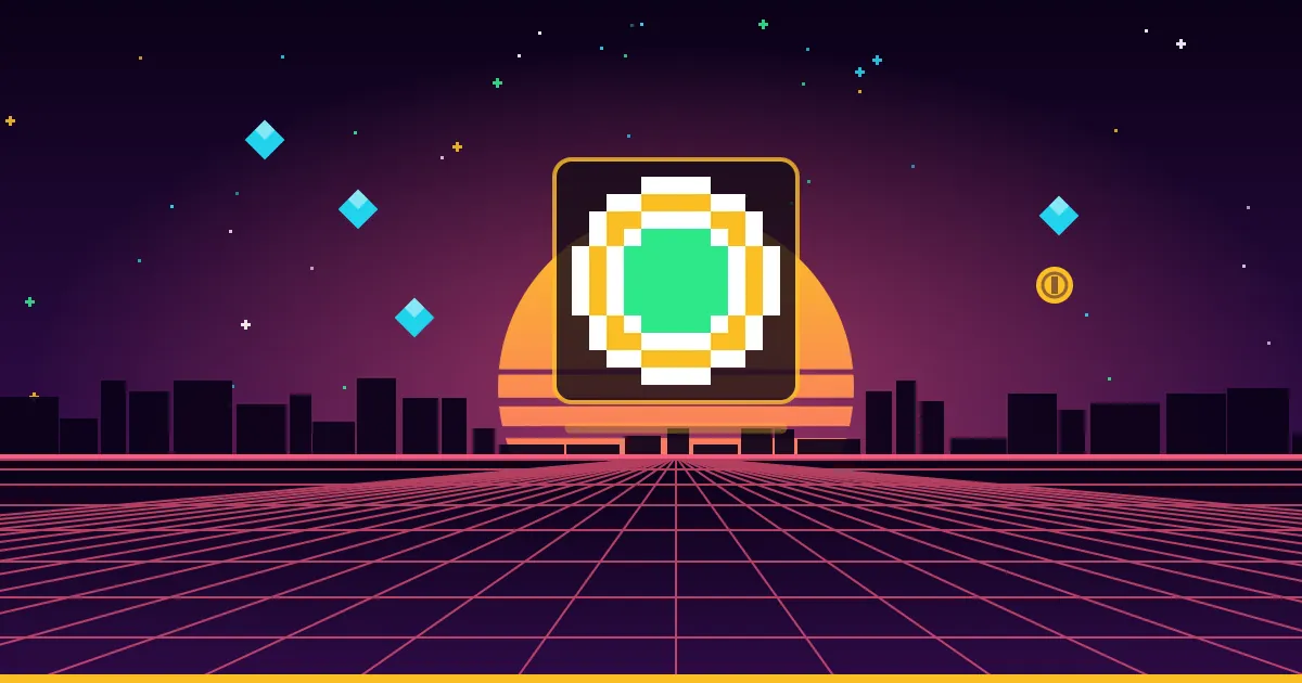 7 ways to use arcade games in employee onboarding Illustrated cover: a neon pixel-art target glowing above a retro arcade grid