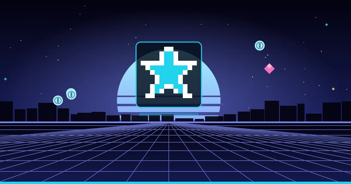 New: Checkpoint Rush, plus livelier Space Shooter, Jumpy Dash and Mini Maze Illustrated cover: a neon pixel-art star glowing above a retro arcade grid
