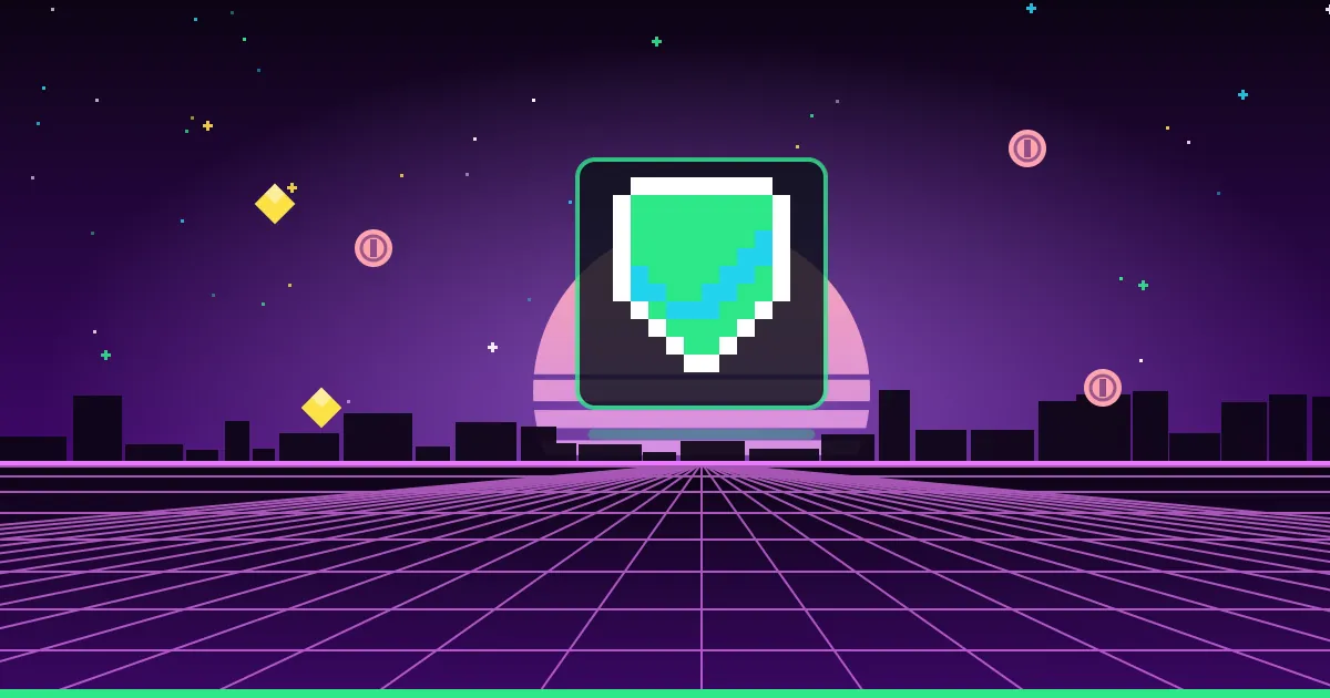 Illustrated cover: a neon pixel-art shield with a tick glowing above a retro arcade grid