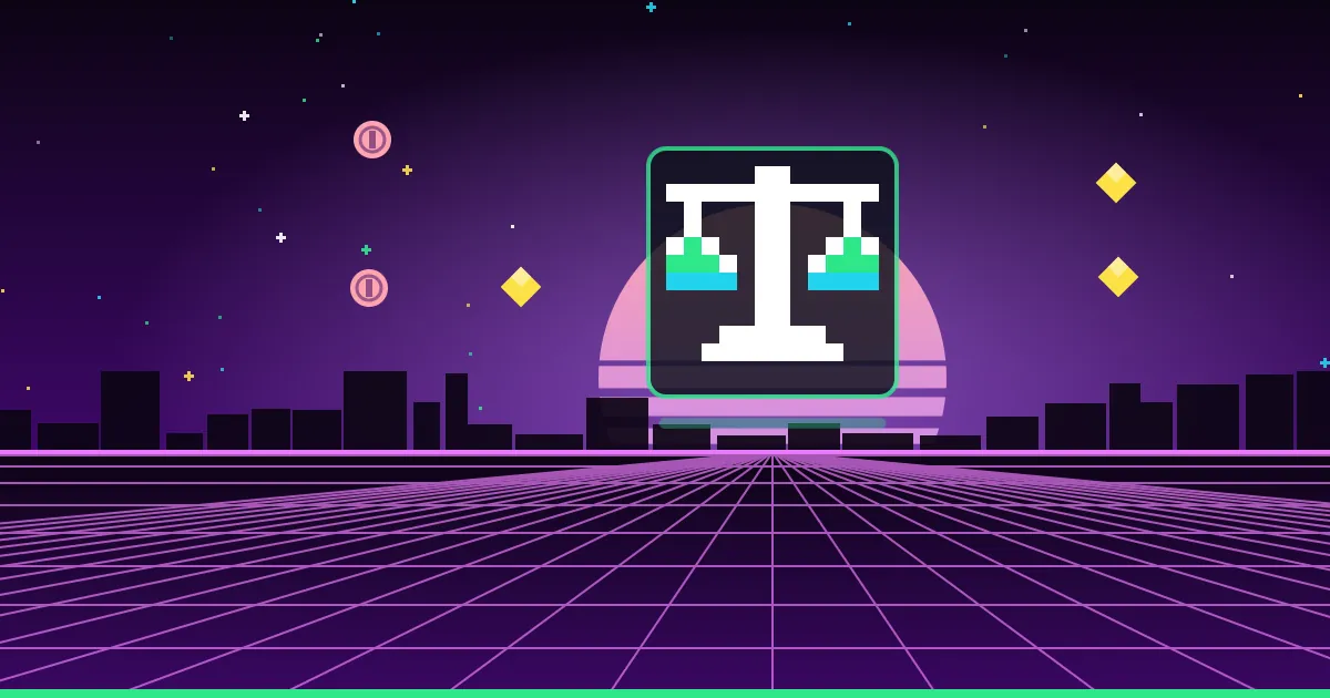 Kahoot alternatives for corporate training: six options by use case Illustrated cover: a neon pixel-art pair of balance scales glowing above a retro arcade grid