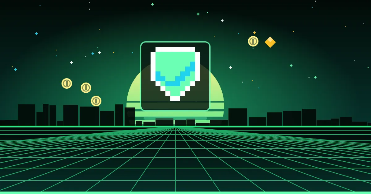 Illustrated cover: a neon pixel-art shield with a tick glowing above a retro arcade grid