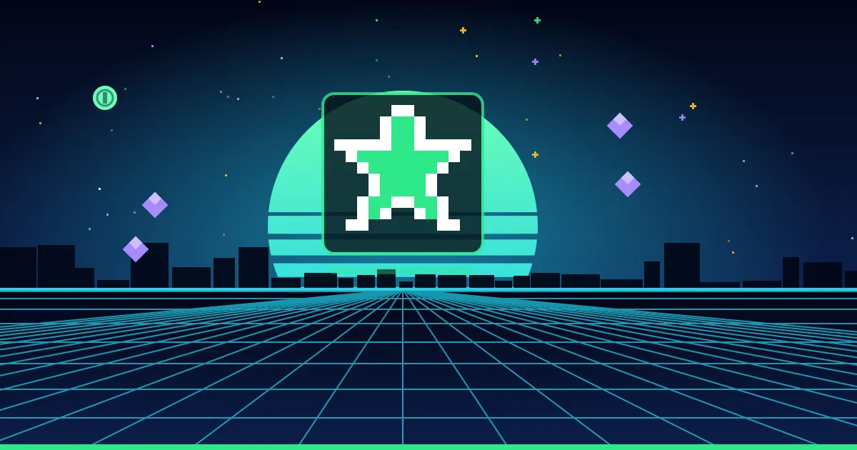 Spin the Wheel and Word Search arrive, plus sign-in with Google Illustrated cover: a neon pixel-art star glowing above a retro arcade grid