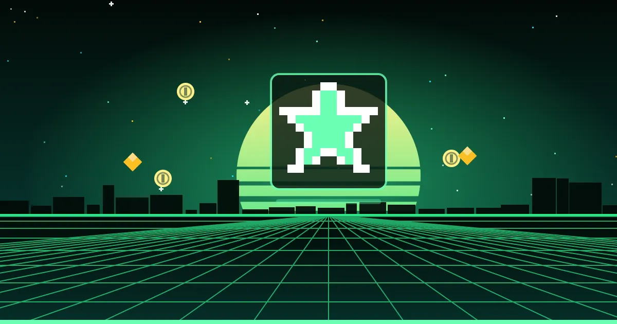 New template: Star Match Illustrated cover: a neon pixel-art star glowing above a retro arcade grid
